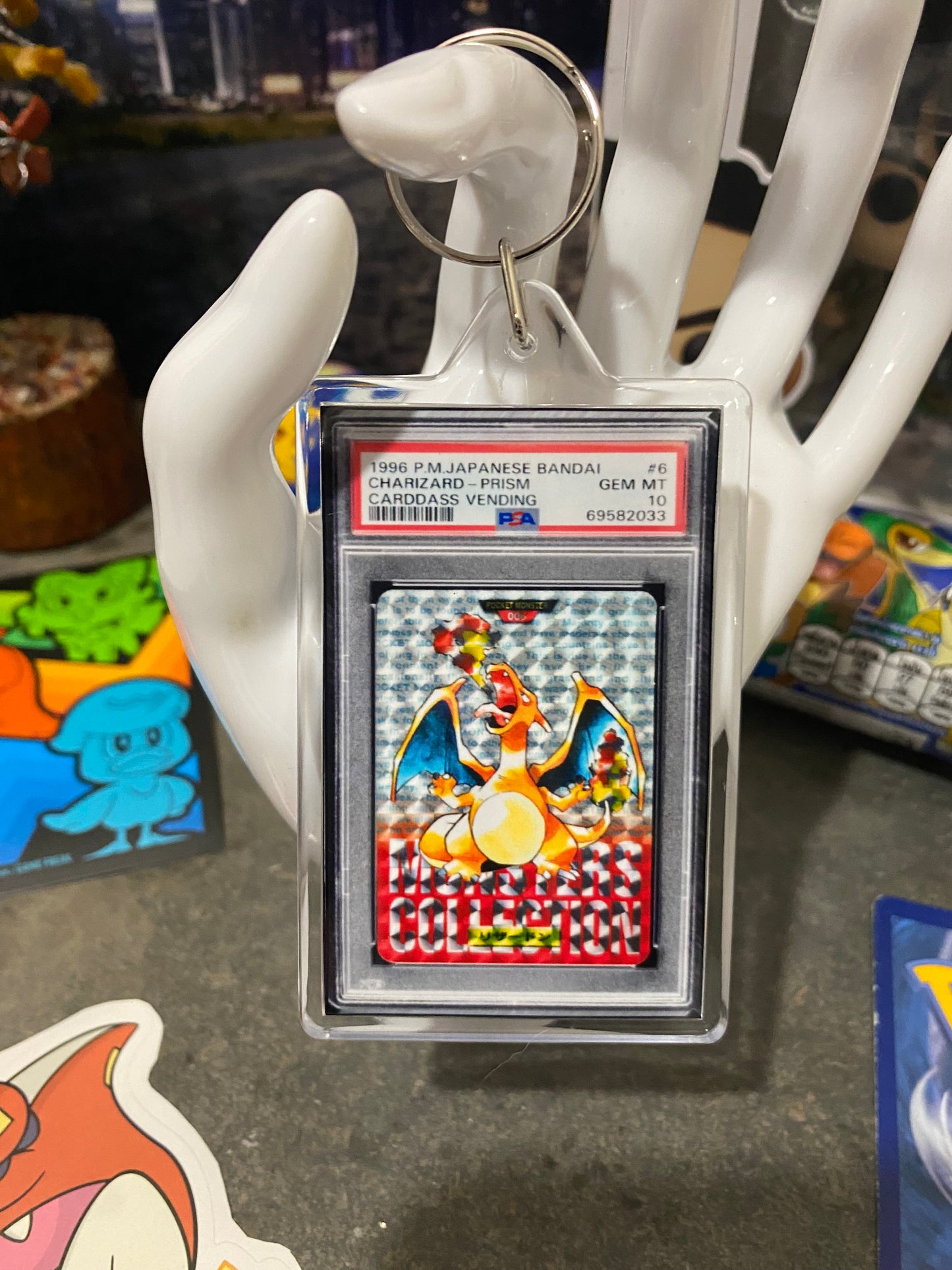 1996 Pokémon Charizard Prism PSA Slab Keychain