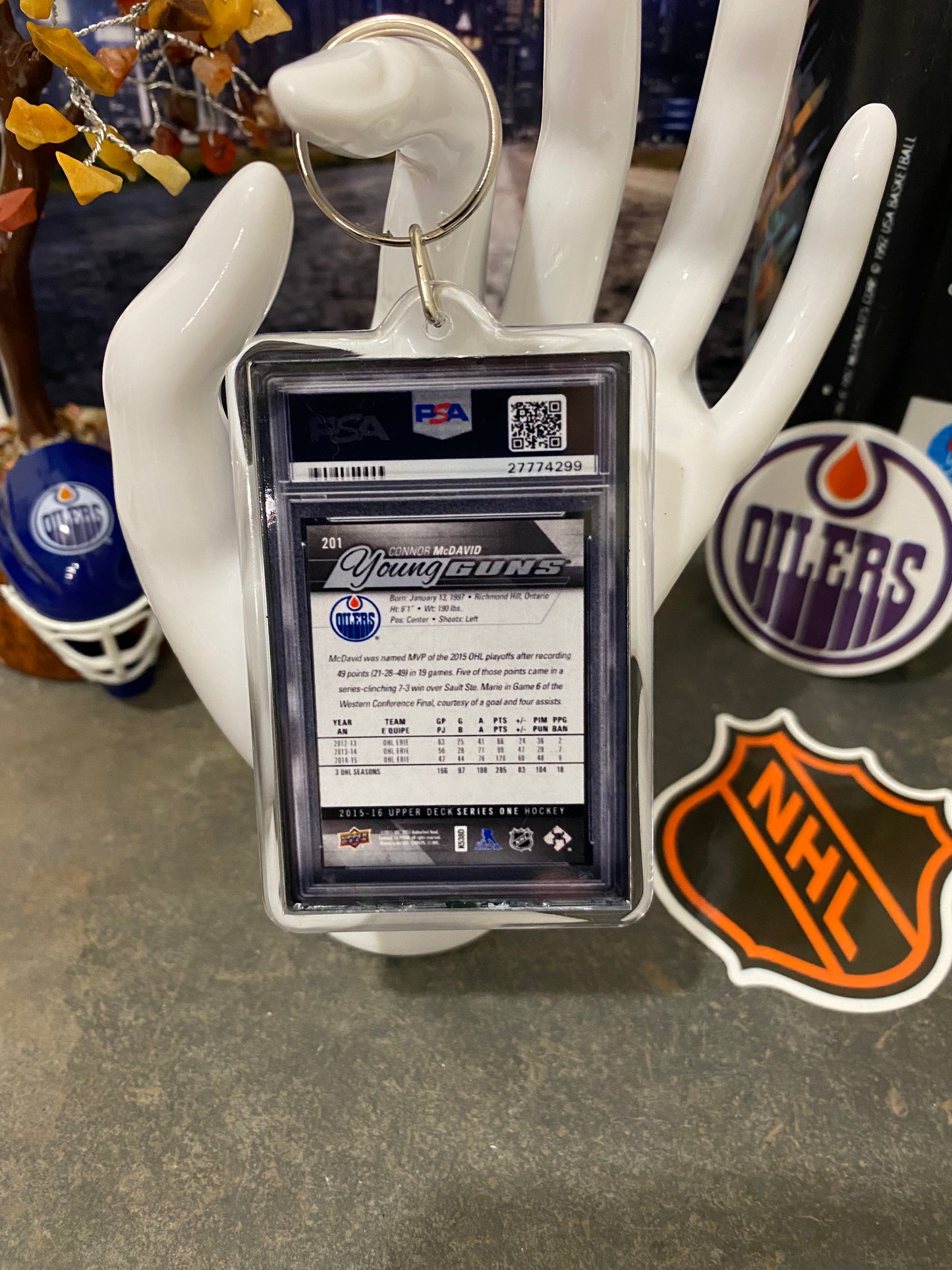2015 Upper Deck Foil Connor McDavid PSA Slab Keychain