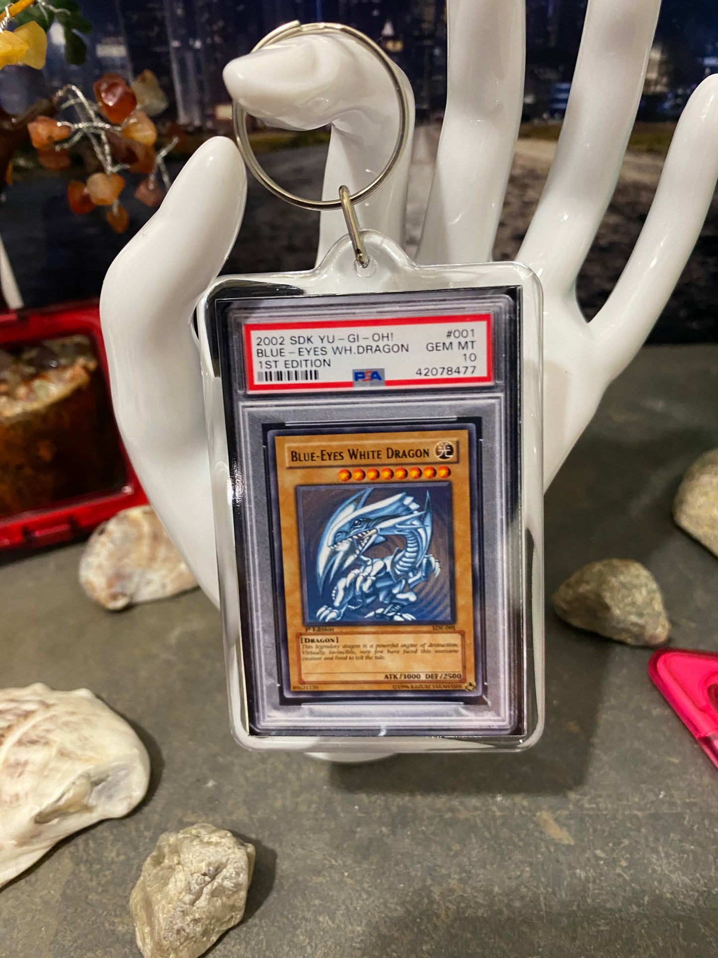 2002 Yu-Gi-Oh! Blue Eyes White Dragon PSA Slab Keychain