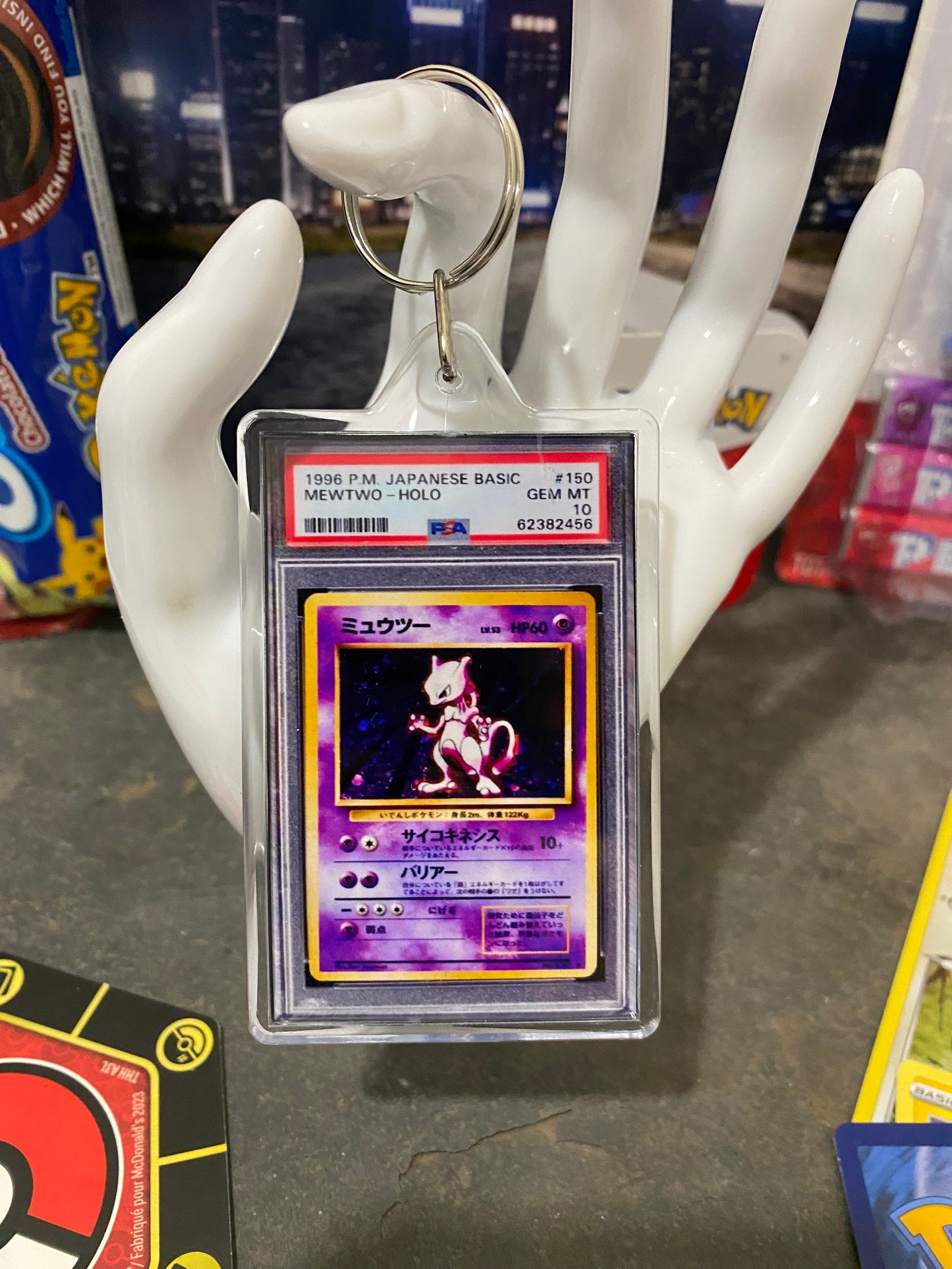 1996 Pokémon Japanese Mewtwo PSA Slab Keychain