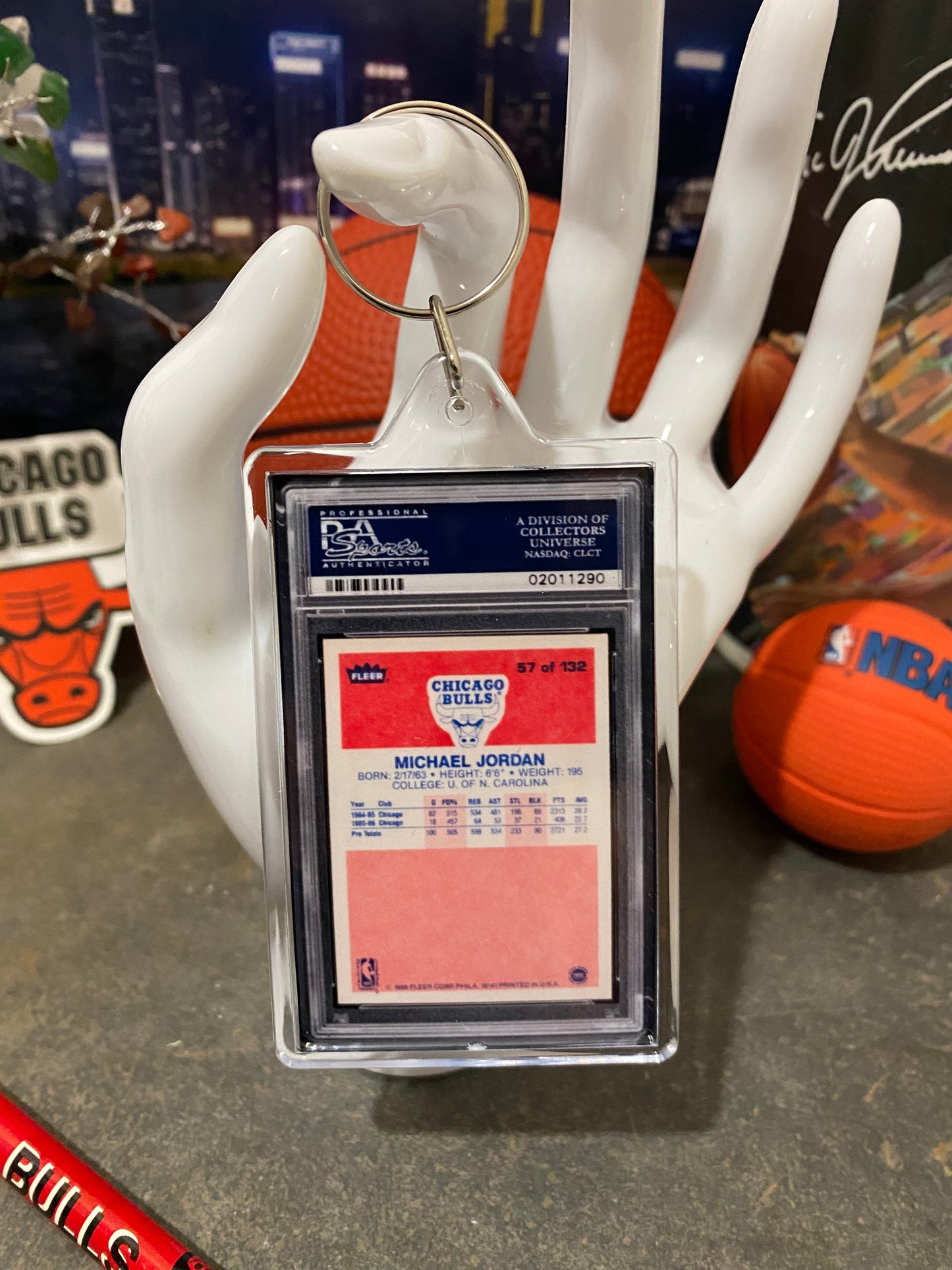 1986 Fleer Michael Jordan PSA Slab Keychain