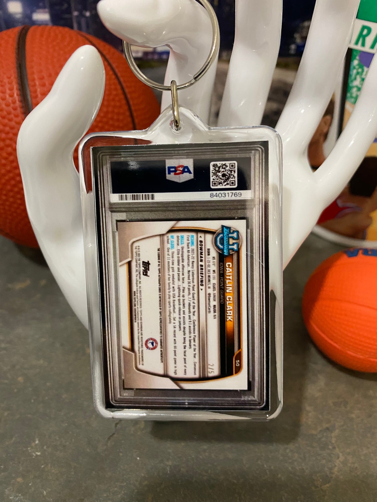 2022 Bowman U. Caitlin Clark PSA Slab Keychain