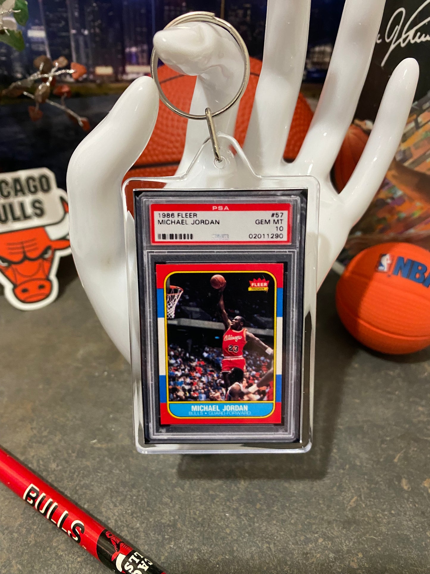 1986 Fleer Michael Jordan PSA Slab Keychain