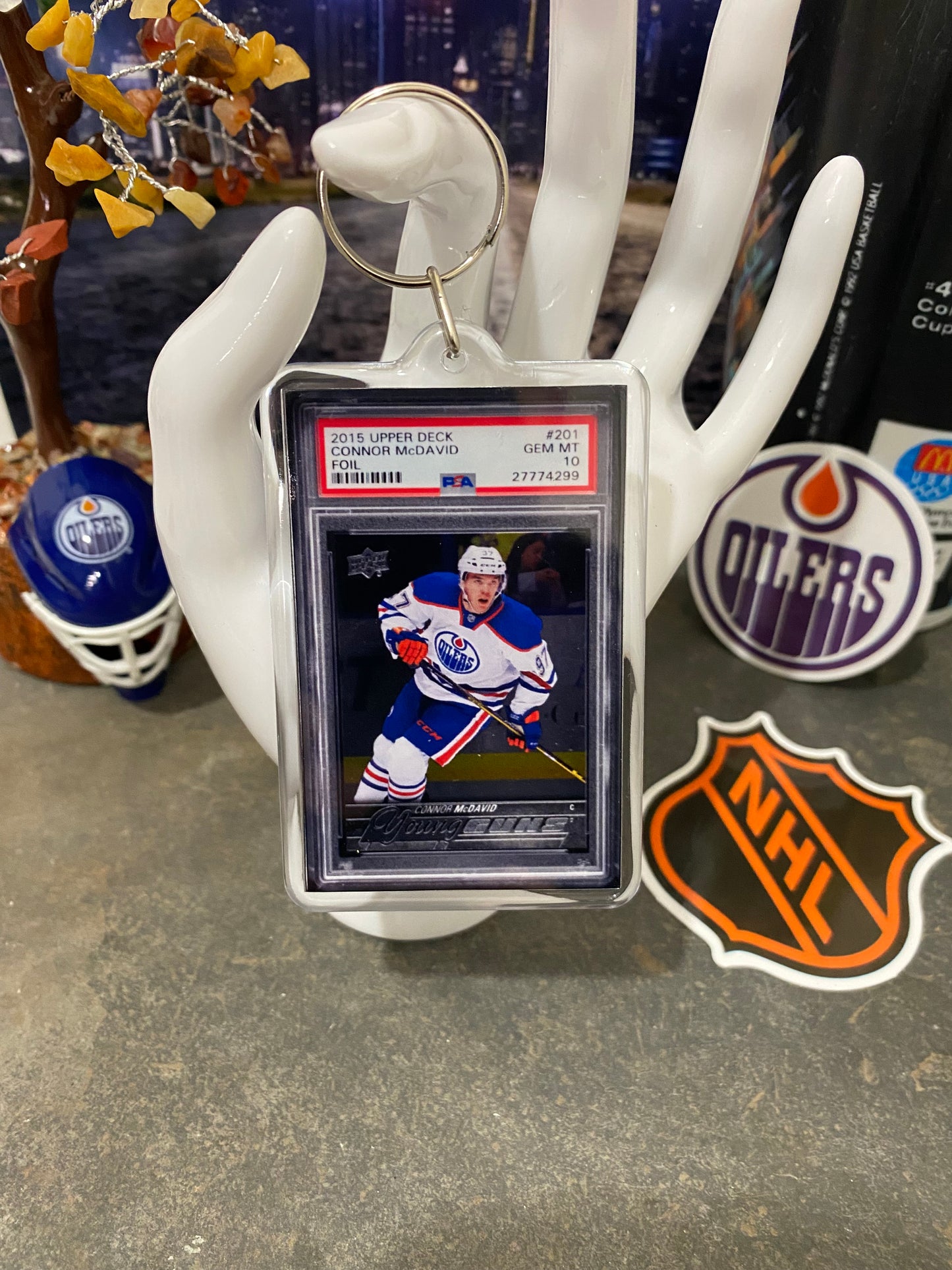 2015 Upper Deck Foil Connor McDavid PSA Slab Keychain
