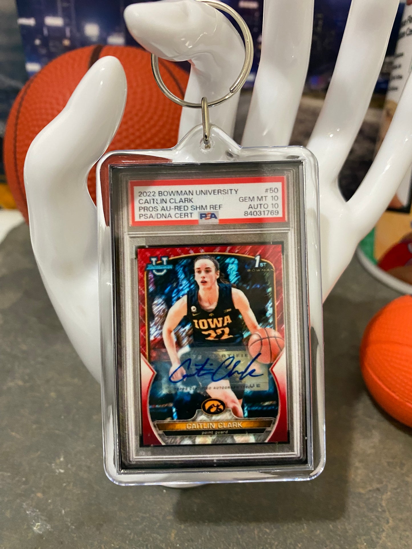 2022 Bowman U. Caitlin Clark PSA Slab Keychain