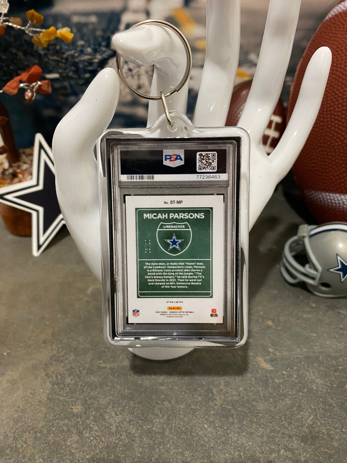 2022 Donruss Optic Micah Parsons Downtown PSA Slab Keychain