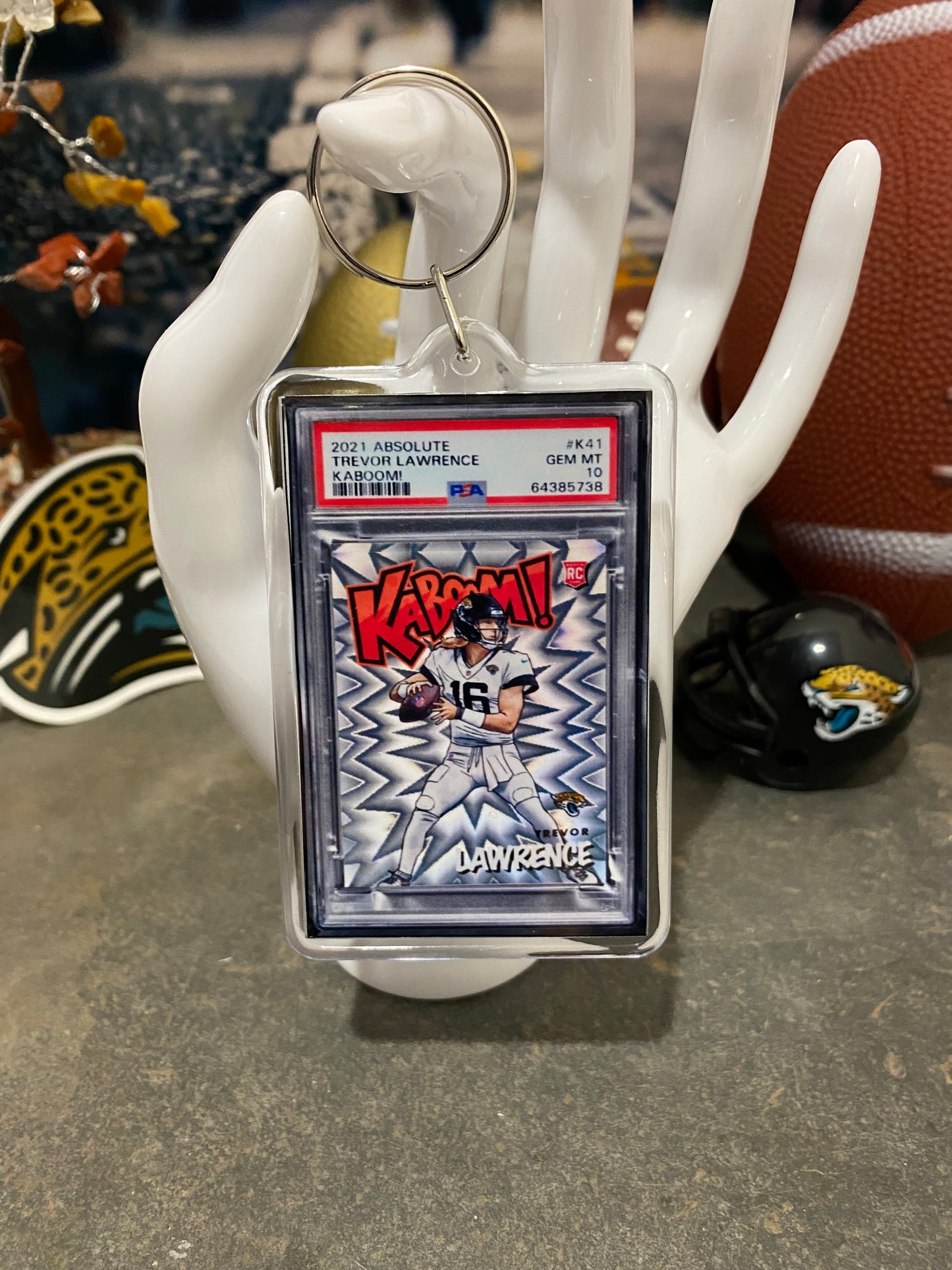 2021 Panini Absolute Trevor Lawrence Kaboom! PSA Slab Keychain