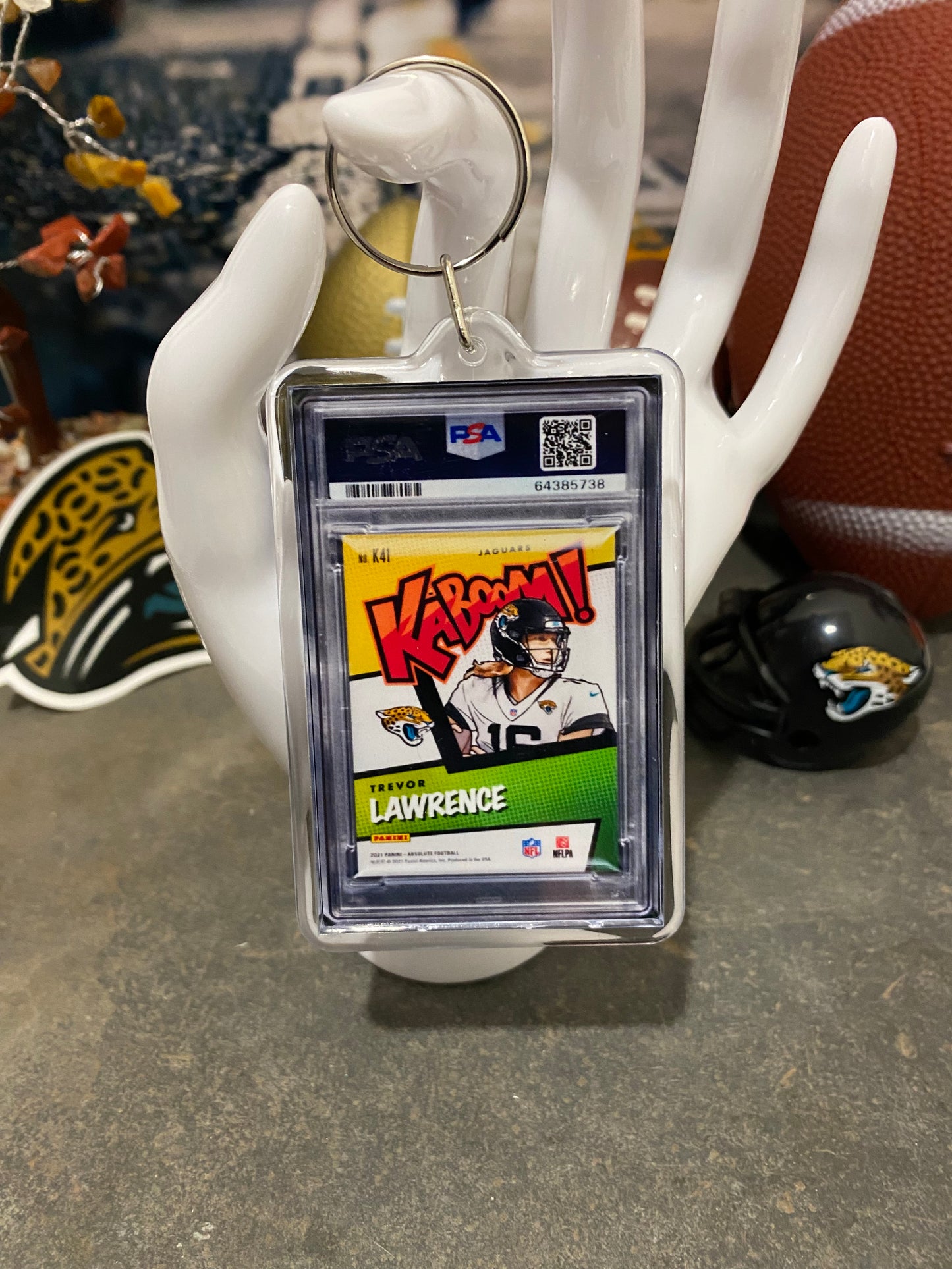 2021 Panini Absolute Trevor Lawrence Kaboom! PSA Slab Keychain
