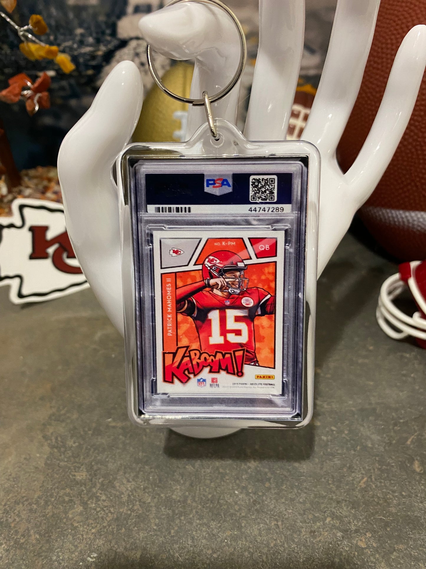 2019 Panini Patrick Mahomes Kaboom PSA Slab Keychain