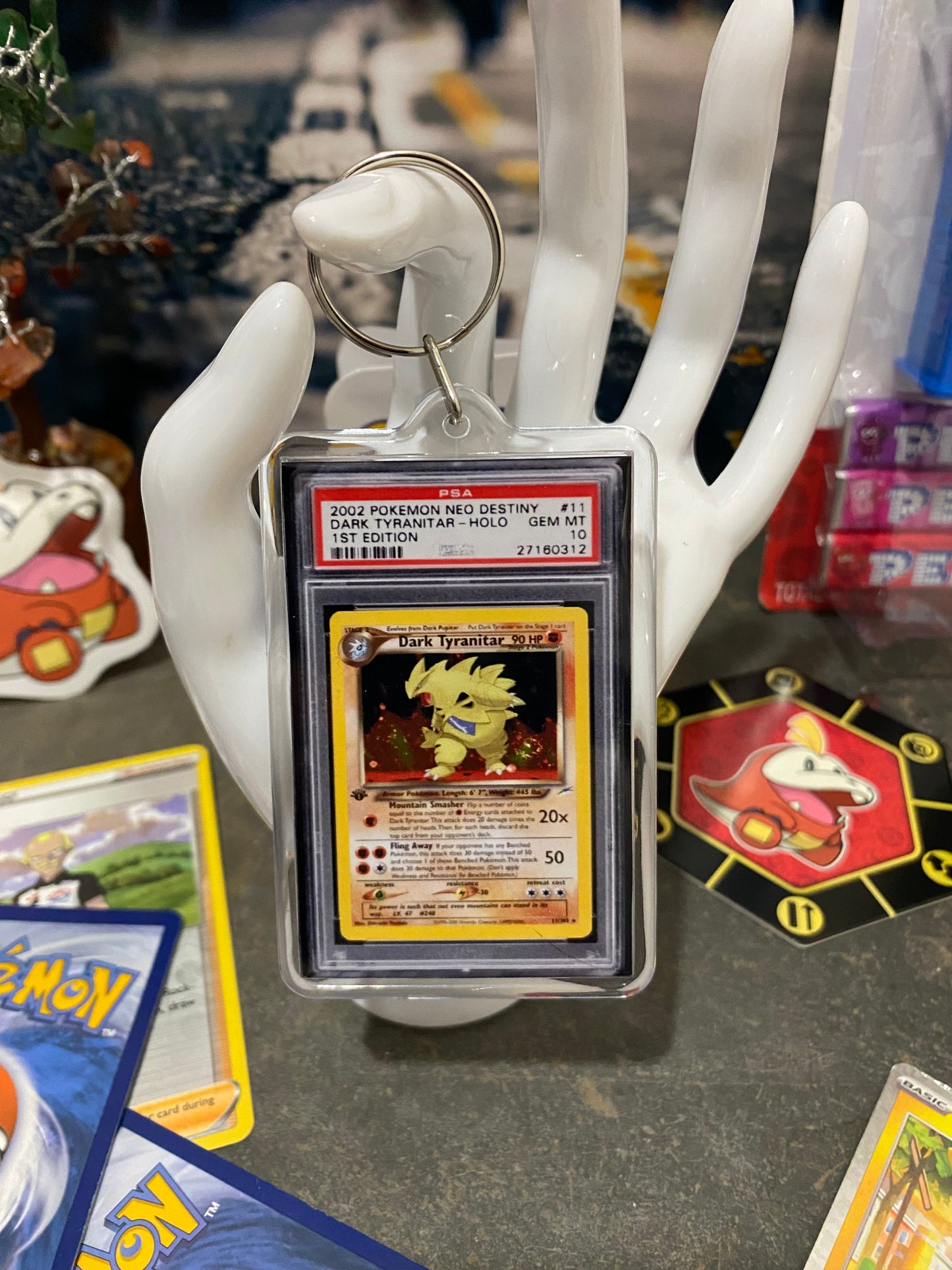 2002 Pokémon Dark Tyranitar Holo PSA Slab Keychain