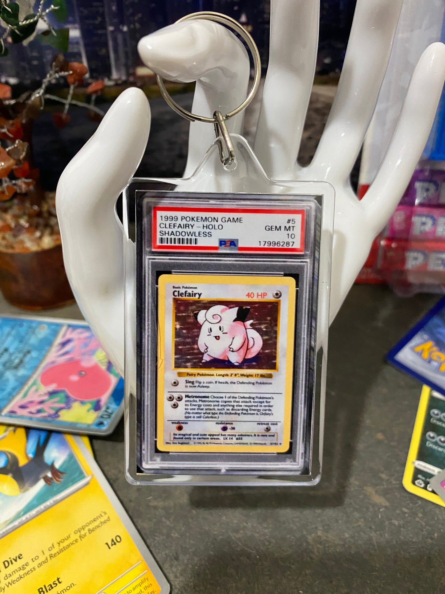 1999 Pokémon Clefairy Holo PSA Slab Keychain