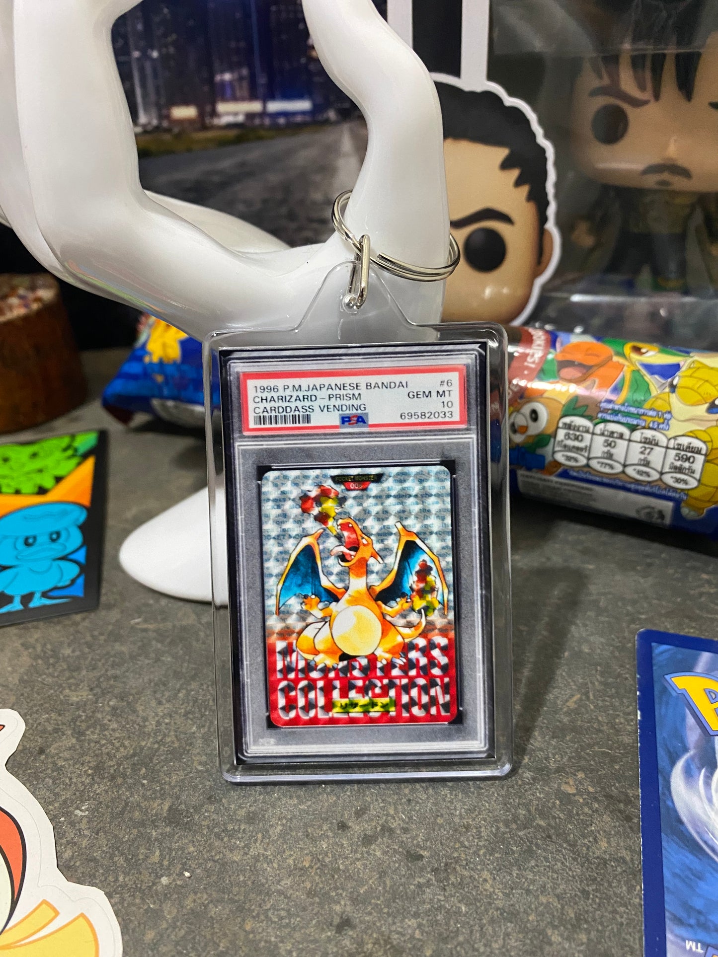 1996 Pokémon Charizard Prism PSA Slab Keychain