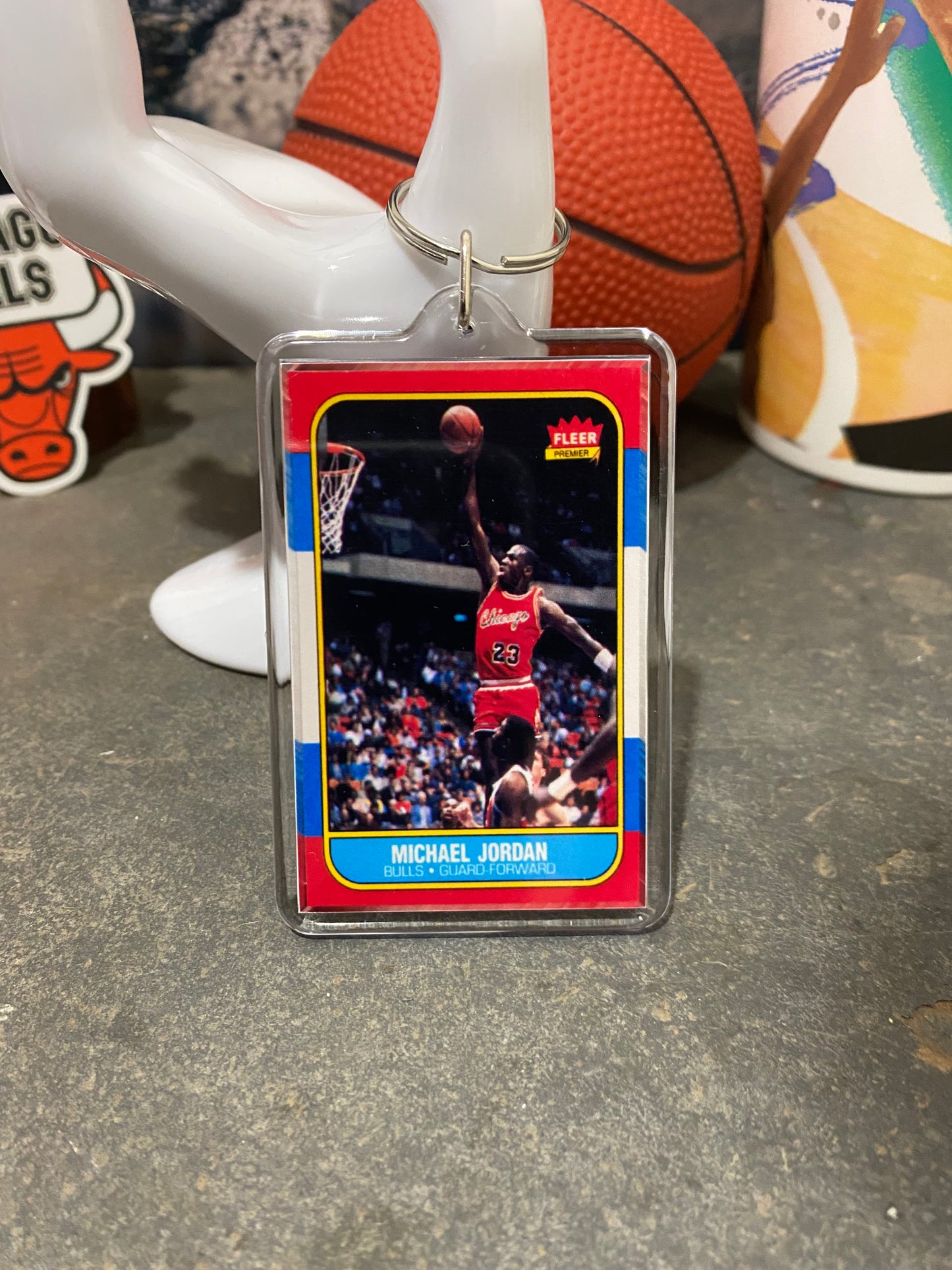 1986 Fleer Michael Jordan Rookie Slab Keychain