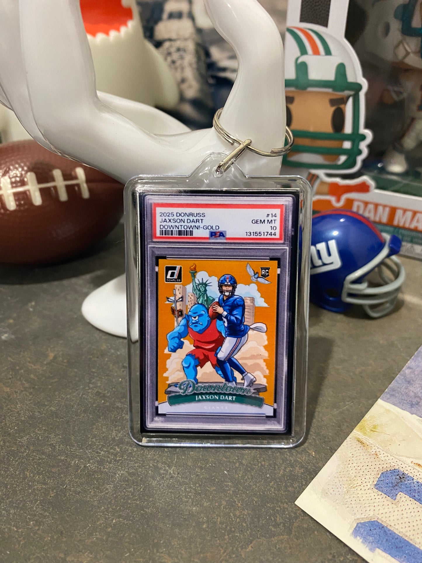 2025 Donruss Jaxson Dart Downtown (Gold) PSA Slab Keychain