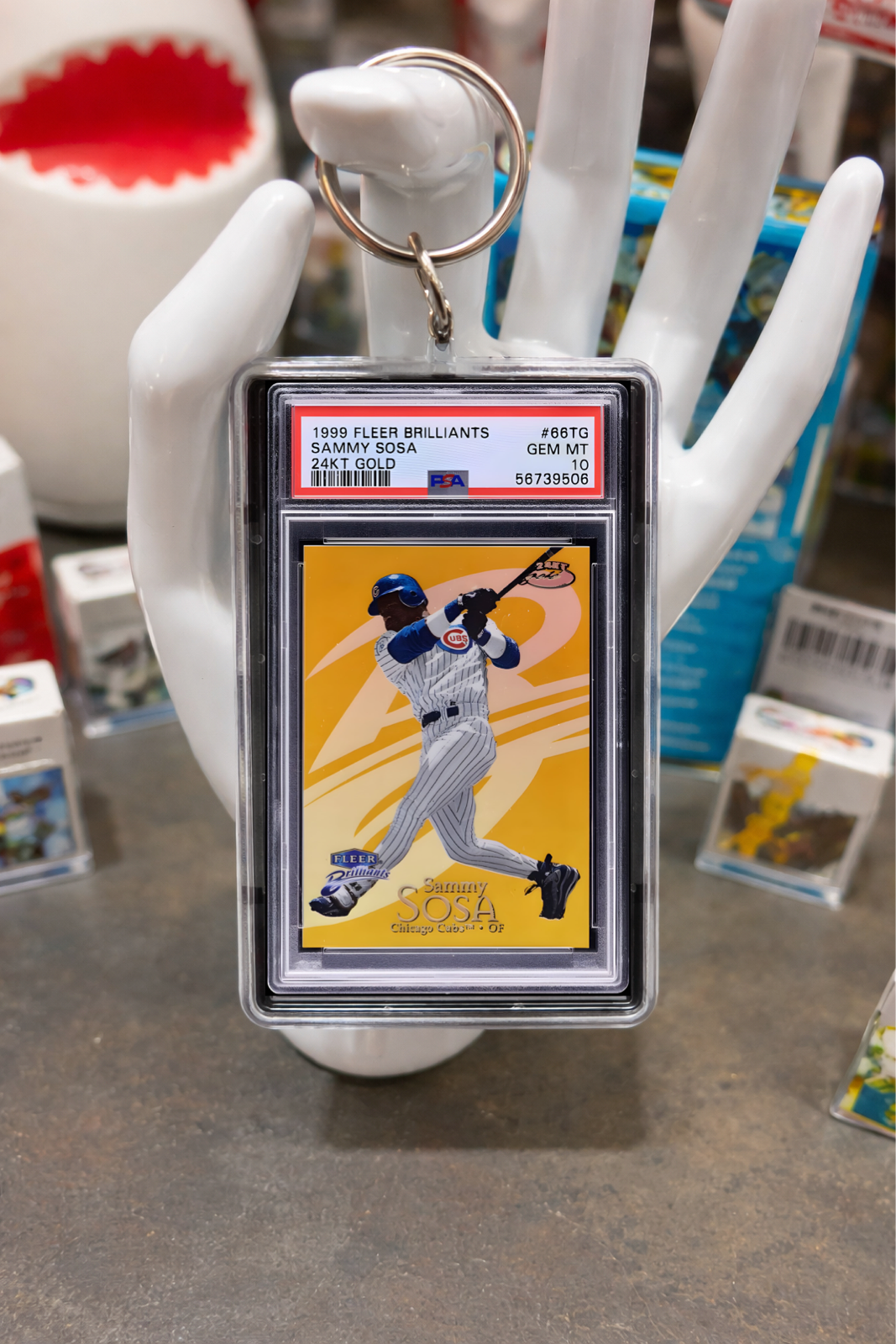 1999 Fleer Brilliants Sammy Sosa PSA Slab Keychain