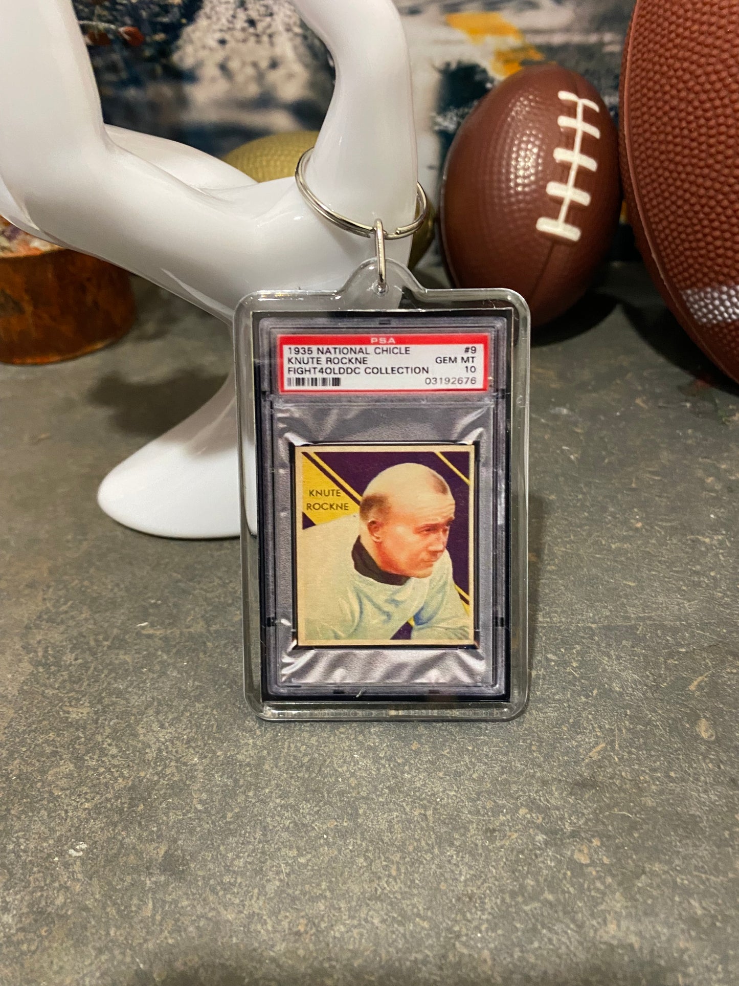 1935 National Chicle Knute Rockne PSA Slab Keychain