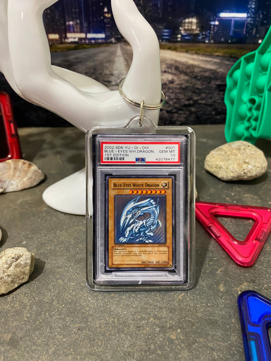 2002 Yu-Gi-Oh! Blue Eyes White Dragon PSA Slab Keychain