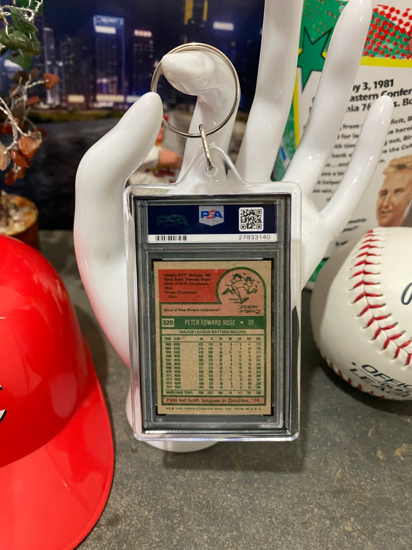 1975 Topps Pete Rose PSA Slab Keychain