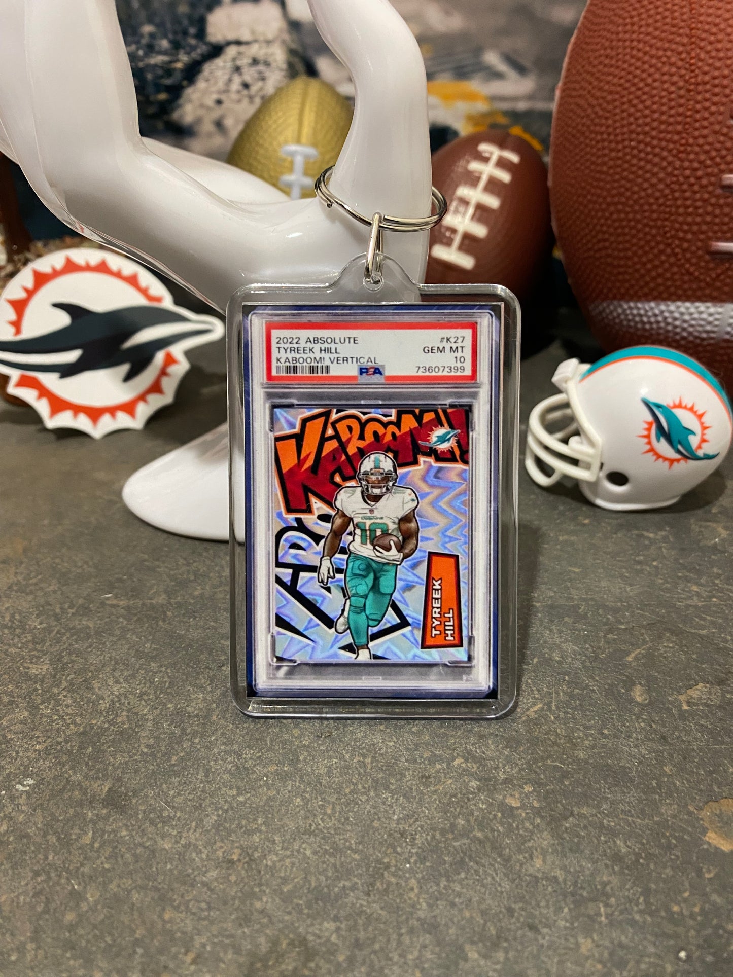 2022 Absolute Tyreek Hill Kaboom! (VERTICAL) PSA Slab Keychain