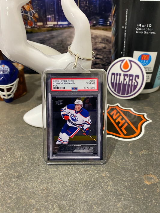 2015 Upper Deck Foil Connor McDavid PSA Slab Keychain