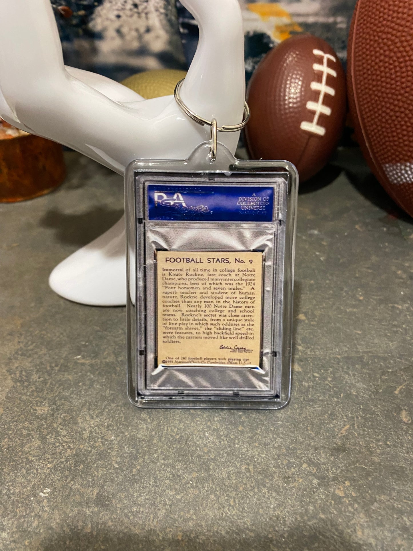 1935 National Chicle Knute Rockne PSA Slab Keychain