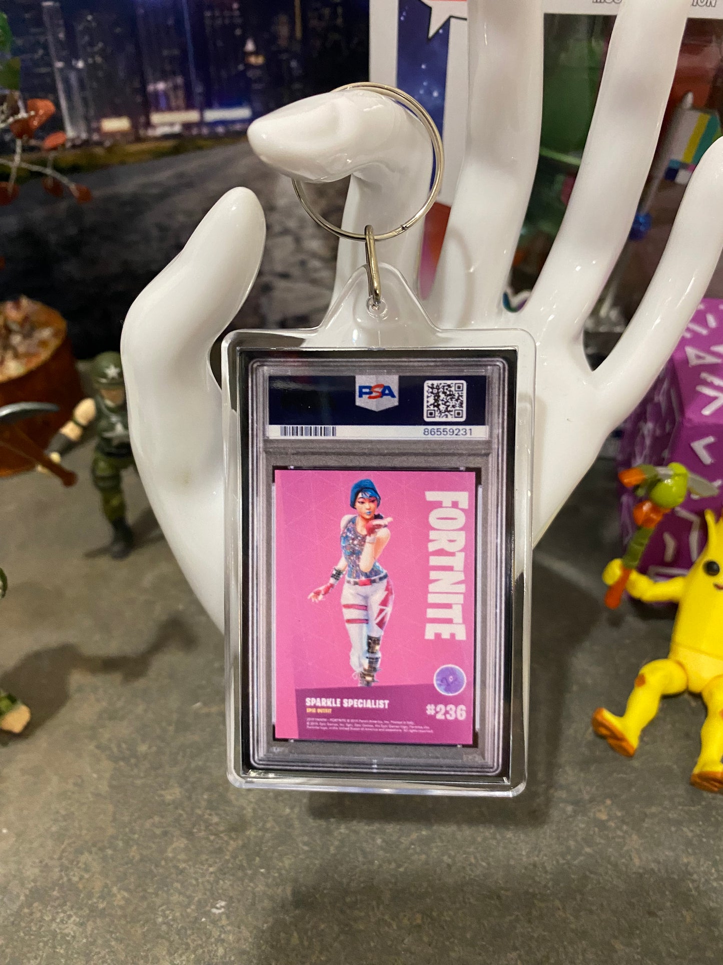 2019 Fortnite Sparkle Specialist PSA Slab Keychain