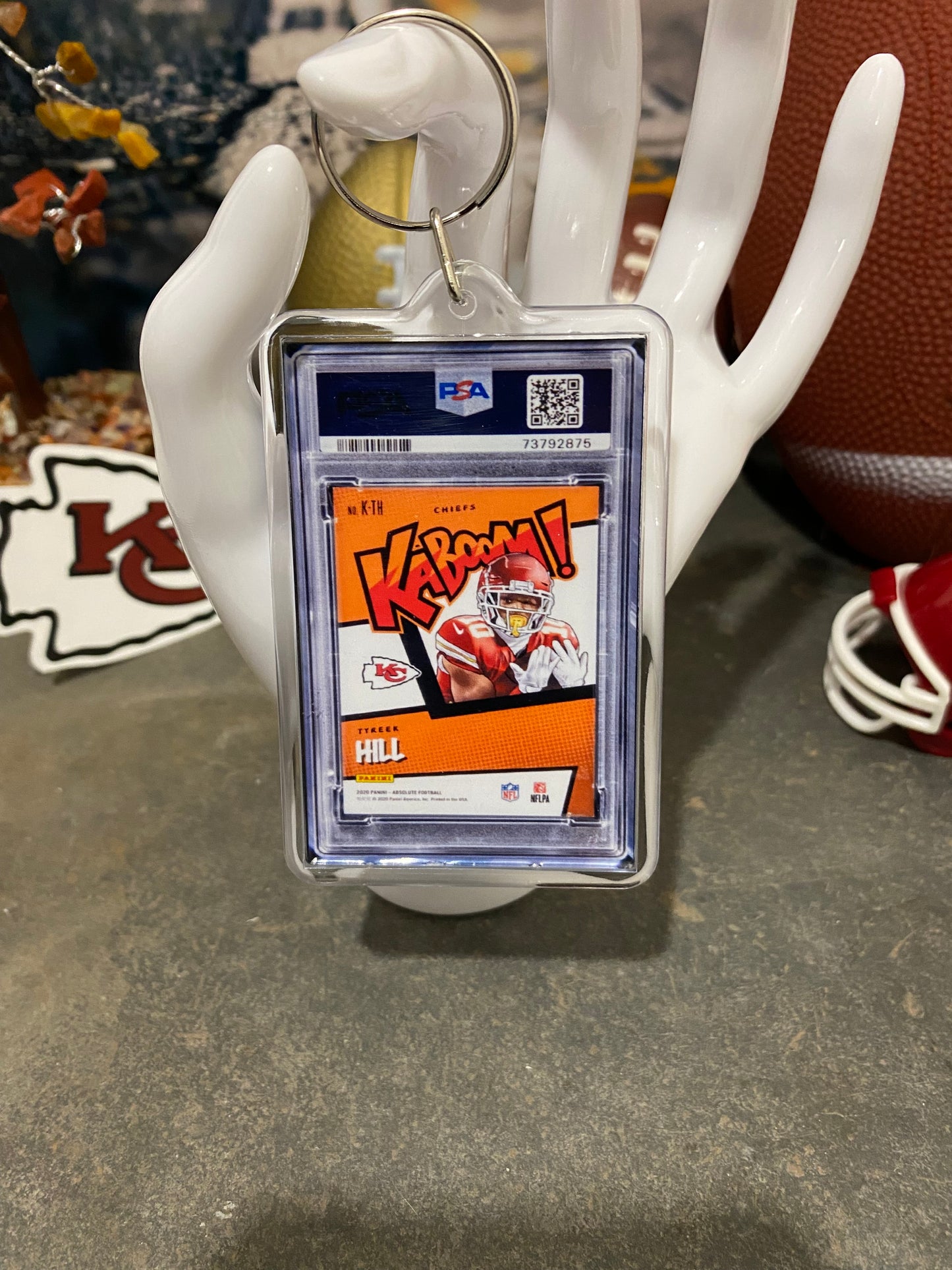 2020 Panini Tyreek Hill Kaboom! (PURPLE) PSA Slab Keychain