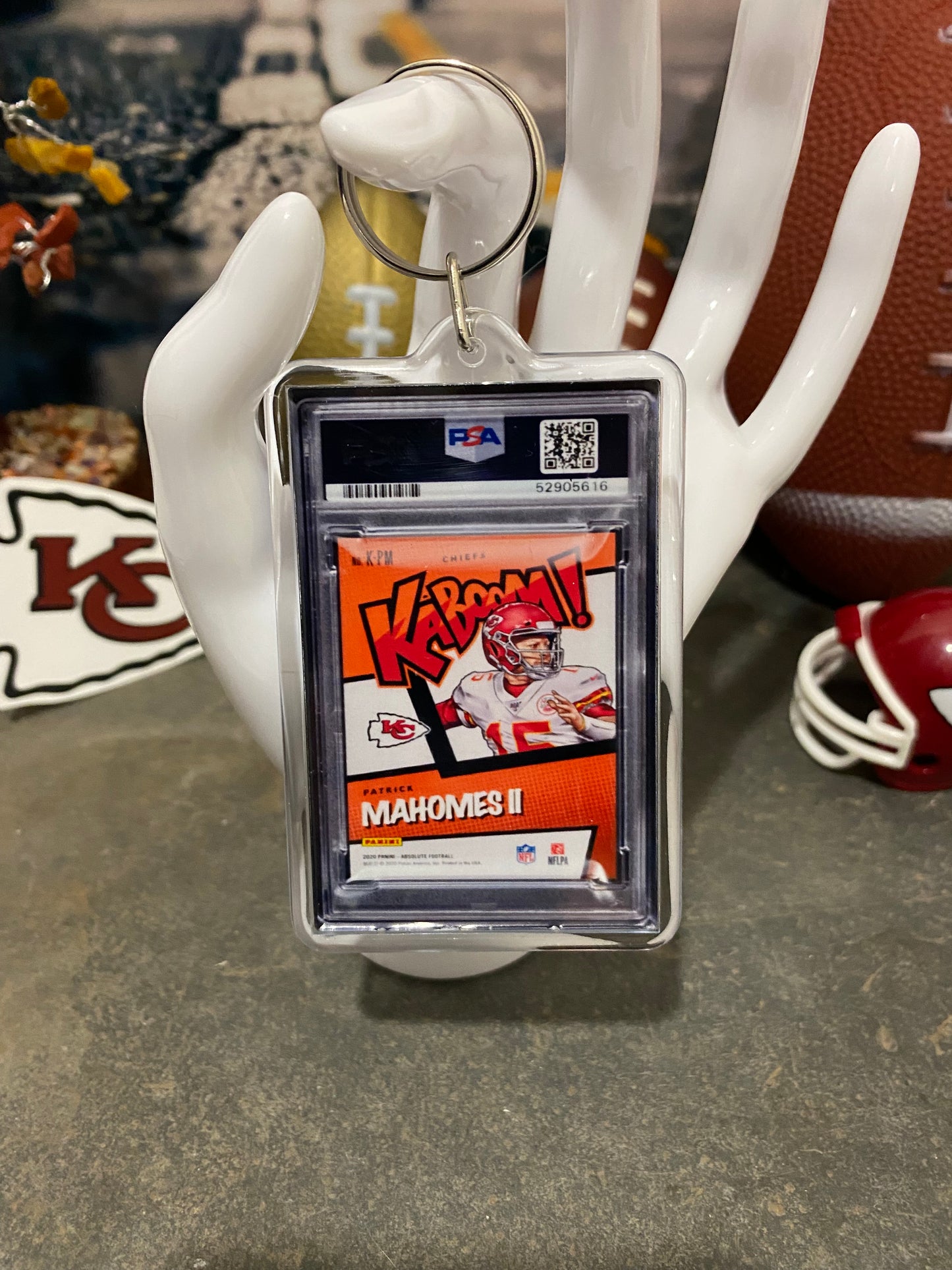 2020 Panini Patrick Mahomes Kaboom! PSA Slab Keychain