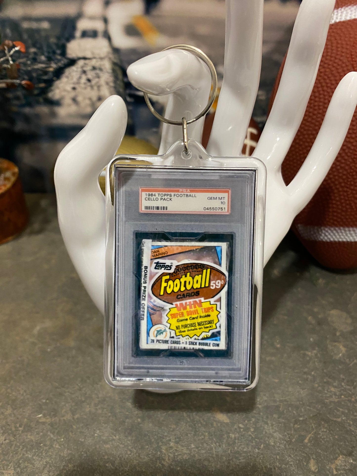 1984 Topps Cello Pack Dan Marino PSA Slab Keychain