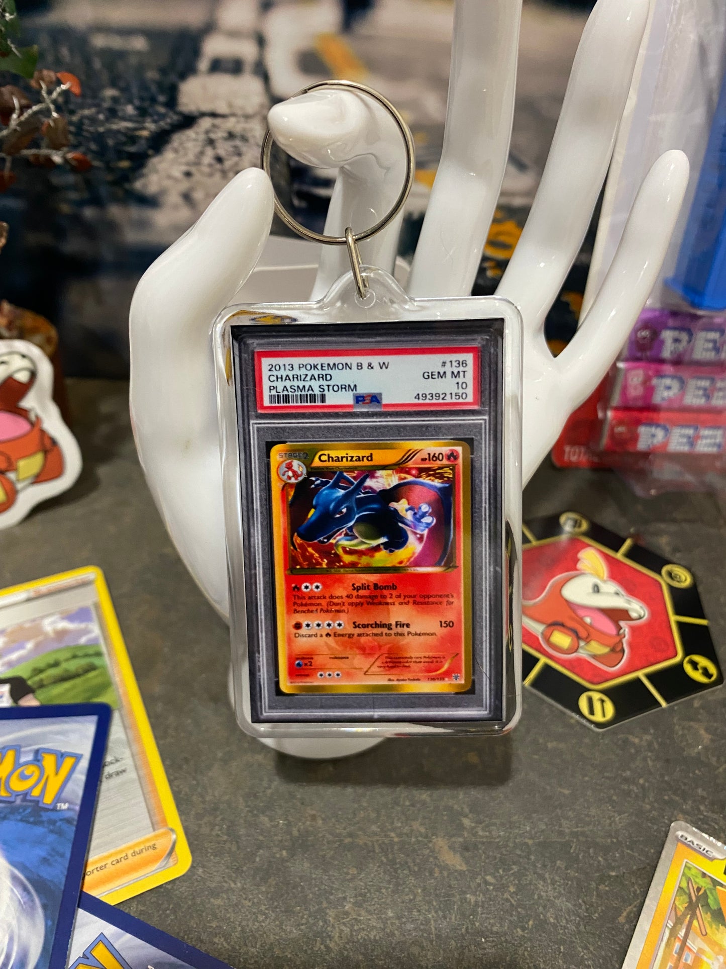 2013 Pokémon Charizard Plasma Storm PSA Slab Keychain