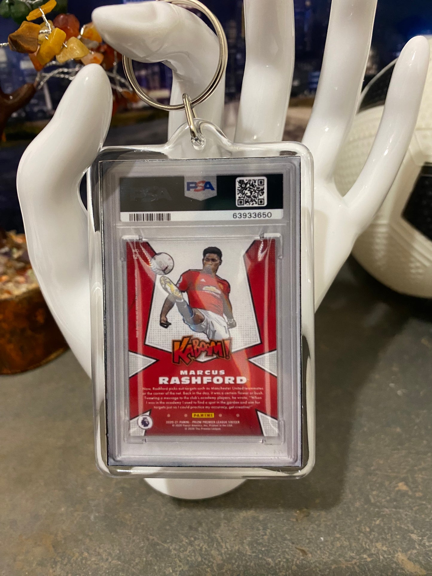 2020 Panini Prizm Marcus Rashford Kaboom! PSA Slab Keychain