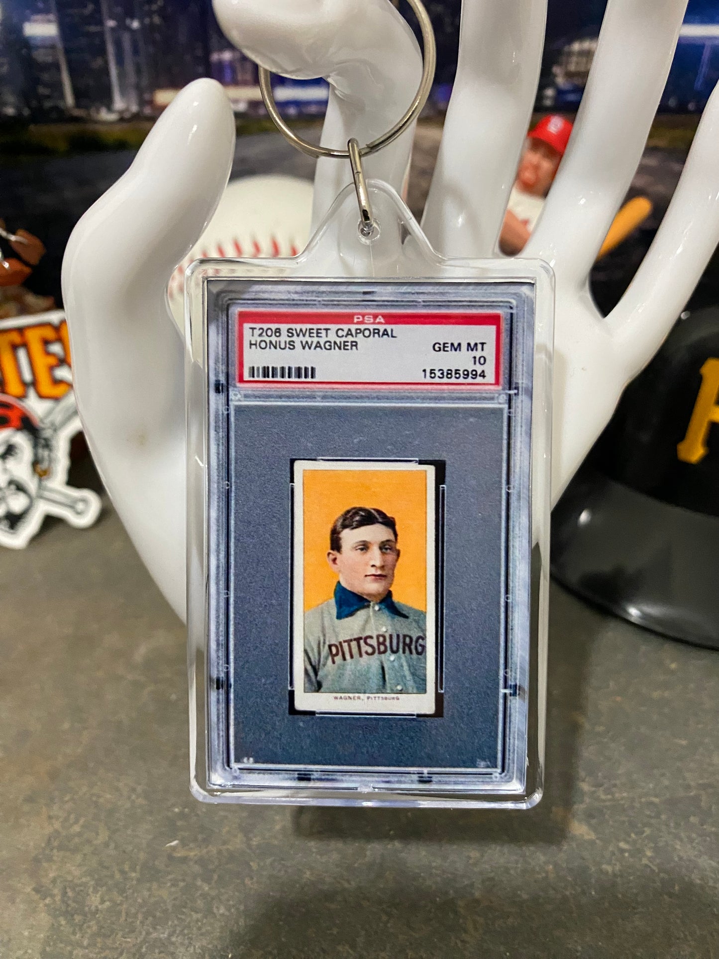 T206 Sweet Caporal Honus Wagner PSA Slab Keychain